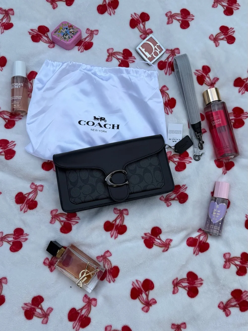 Coach Black Signature Canvas & Leather Wristlet Clutch